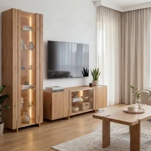 Oferta czasowa Stolik kawowy drewniany prostokątny z trawertynem dąb naturalny Tivoli