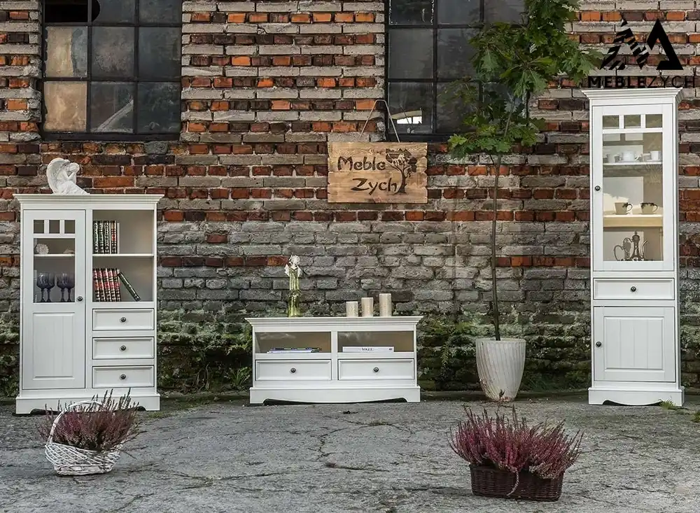 Witryna sosnowa wąska Belluno Elegante biała - lewa Kup teraz