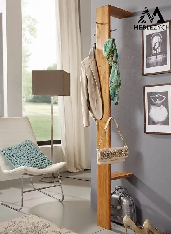 Gialo - wieszak dębowy na ubrania do przedpokoju stojący Oferta limitowana