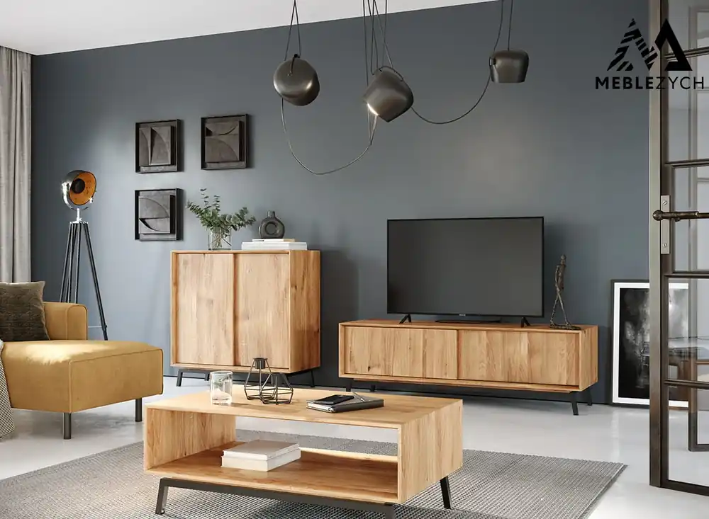 Zestaw dębowych mebli do salonu - Modern Loft Nie przegap