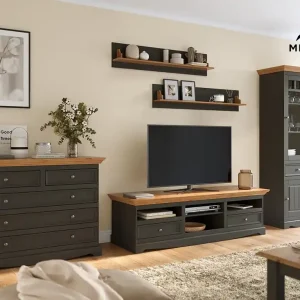 Zestaw grafitowych mebli do salonu Belluno Elegante grafit - naturalna sosna Kup teraz