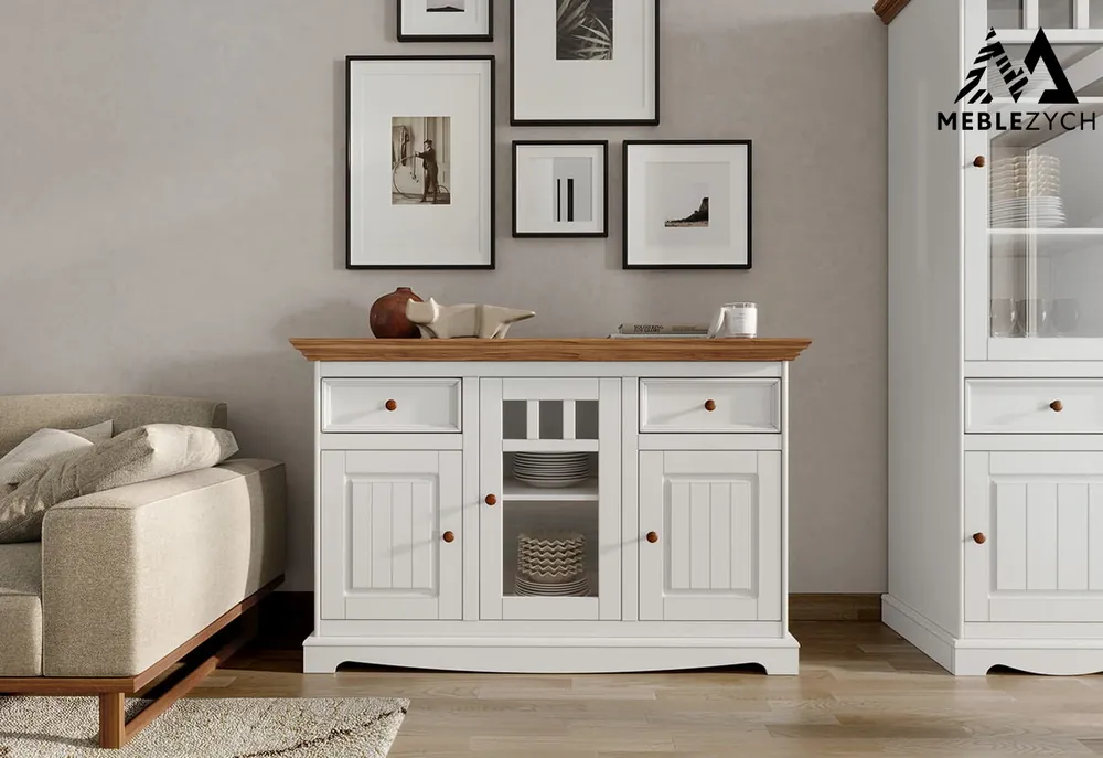 Komoda 3-drzwiowa Belluno Elegante biała/dąb Bestseller