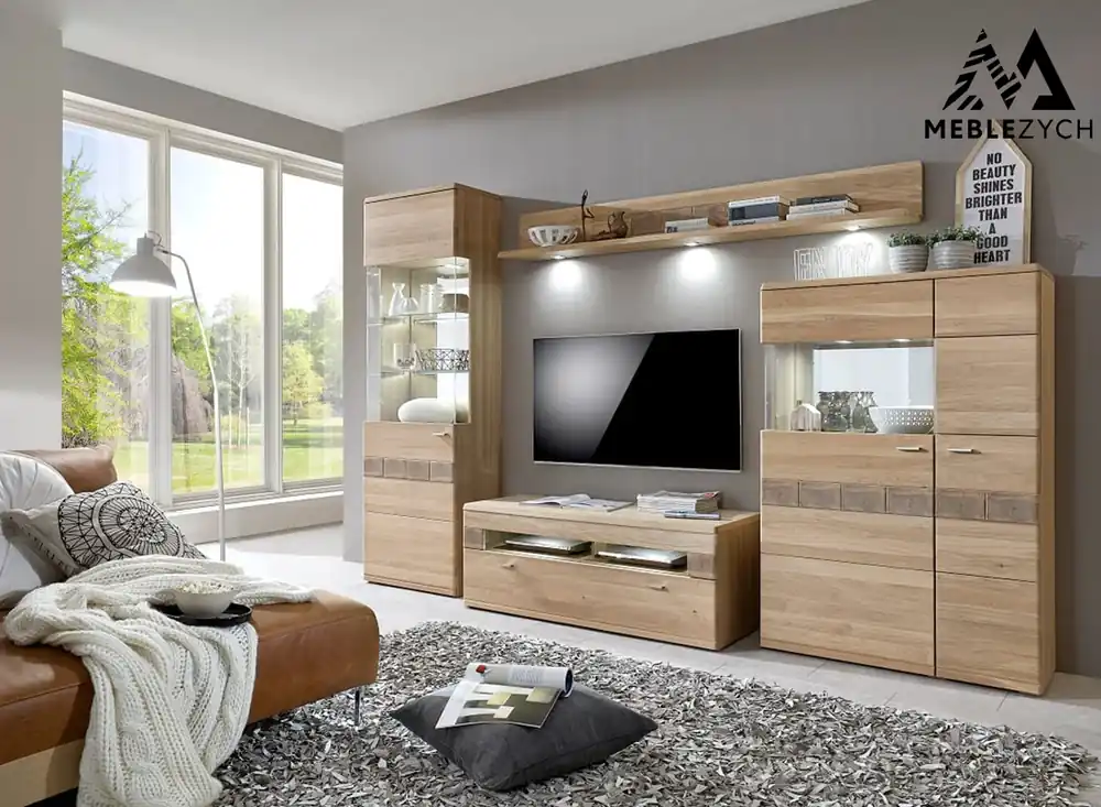 Szybka dostawa Komoda z witryną 3D dębowa Fiorino