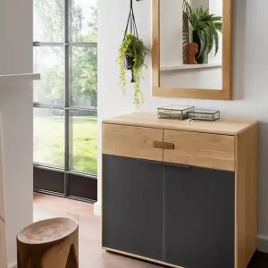 Lustro z dębową ramą wiszące Marsala Premium