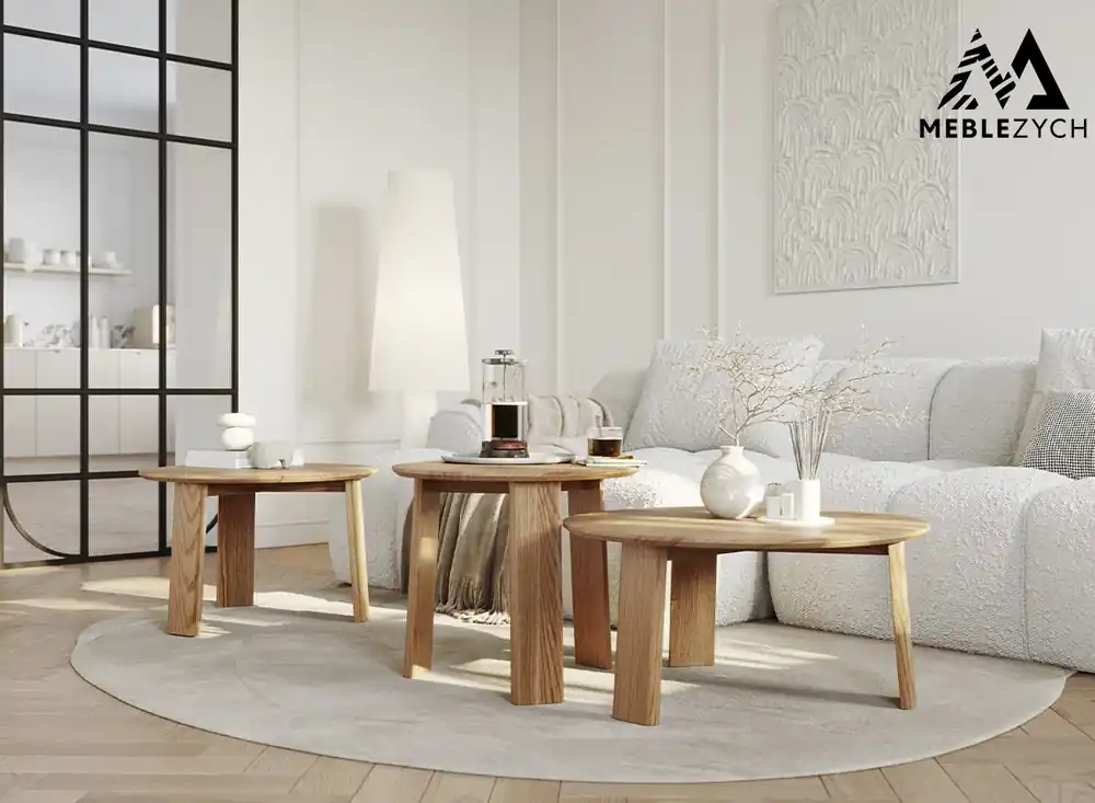 Stolik kawowy okrągły dębowy 51 cm Monti Cena promocyjna