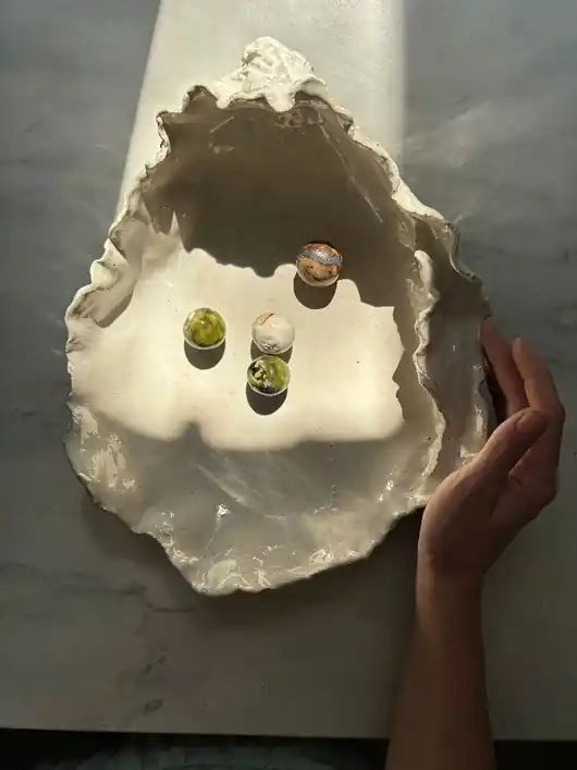Wybór klientów Ceramiczna Patera na Owoce Ostryga XXL Pearl White