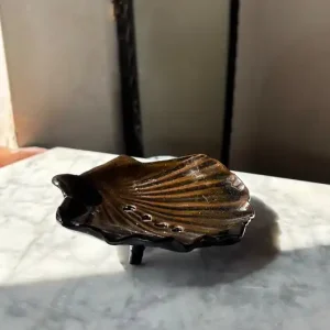 Nie przegap Ceramiczna Mydelniczka z Odpływem Muszelka Muszla Czarno Brązowa
