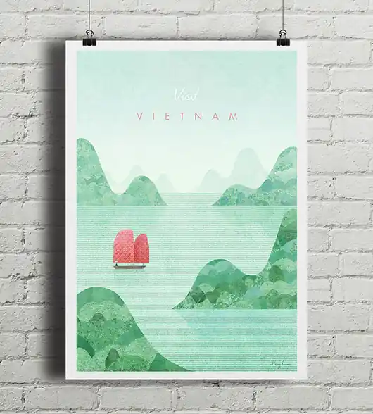 Łatwy zwrot Wietnam - Ha Long - vintage plakat