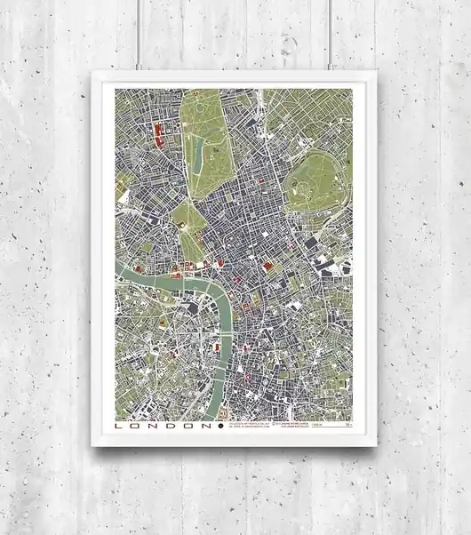 Łatwy zwrot Plakat Londyn - plan miasta - London