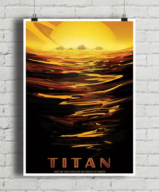 Tytan, księżyc Saturna - plakat NASA Taniej