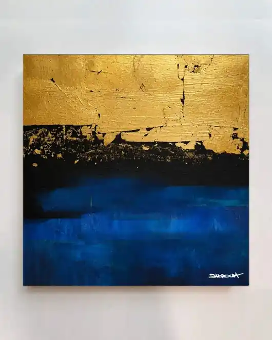 GRANATOWA GŁĘBIA - unikat obraz ręcznie malowany akryl 120x120cm Zamów dziś