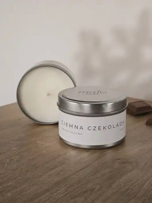 Świeca sojowa zapachowa Ciemna Czekolada 200 g w puszce Szybka dostawa
