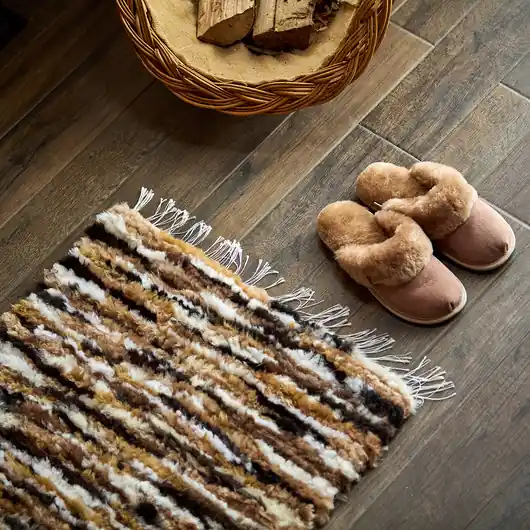 Wyjątkowa oferta Dywan naturalny tkany owcza skóra handmade wełniany beżowy mix