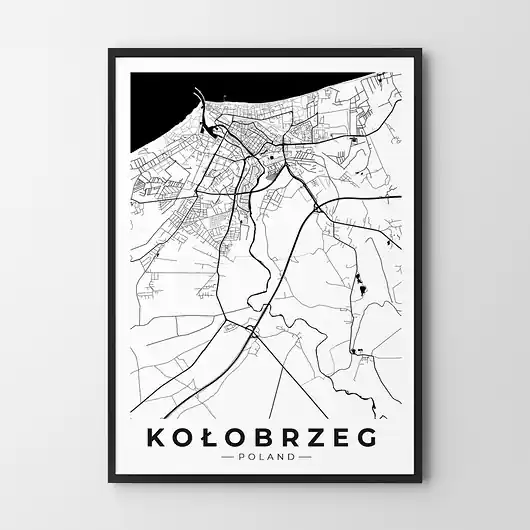 Wysoka jakość Plakat Mapa Kołobrzegu