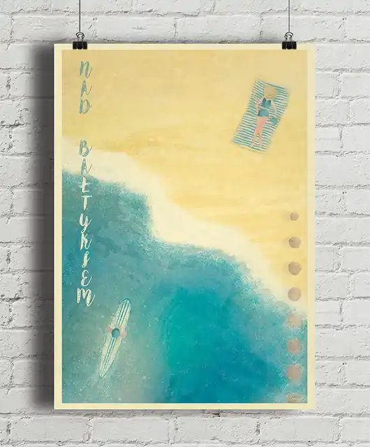 Plaża nad Bałtykiem - plakat fine art, giclee Premium