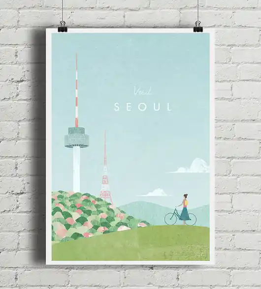 Wysoka jakość Seul - vintage plakat art giclee