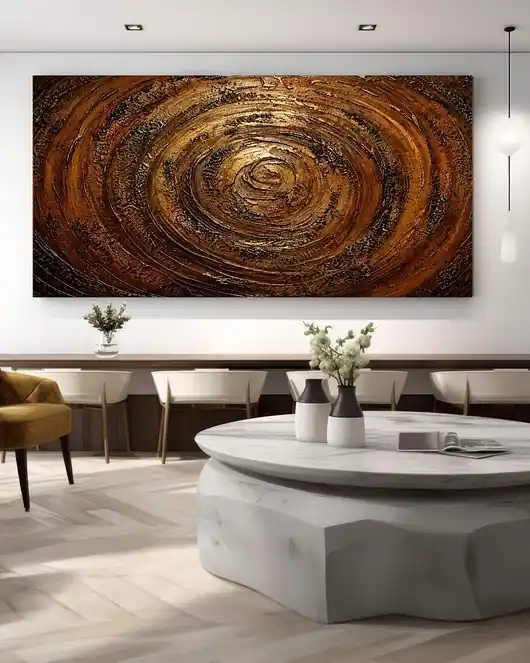 Okazja Obraz abstrakcja 80x160cm w kolorach miedziany i złoty