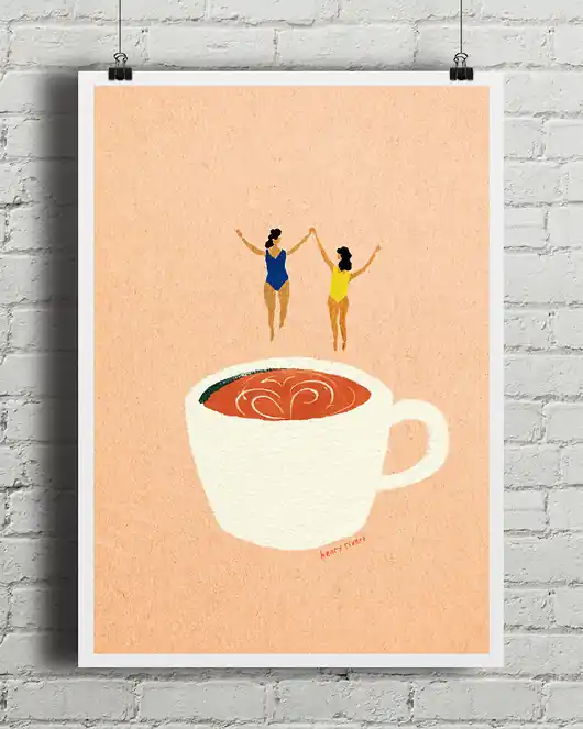 Ograniczona ilość Kawa z przyjaciółką - plakat fine art