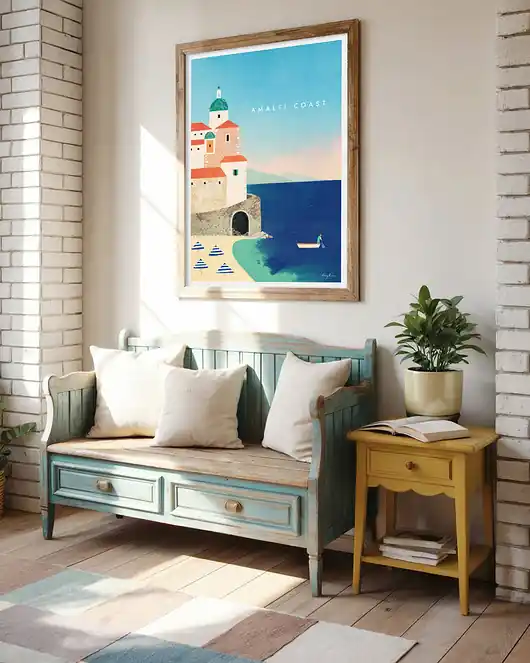 Zamów teraz Amalfi Włochy - plaża Atrani - plakat fine art