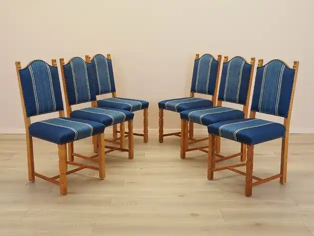 Komplet sześciu krzeseł dębowych, duński design, lata 60, Henning Kj Obniżka ceny