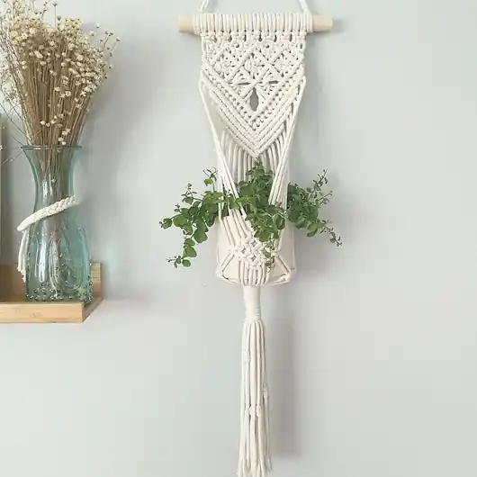 Kwietnik na ścianę- makrama "ROMA" kolor naturalny, Boho dekoracja Bezpieczne zakupy