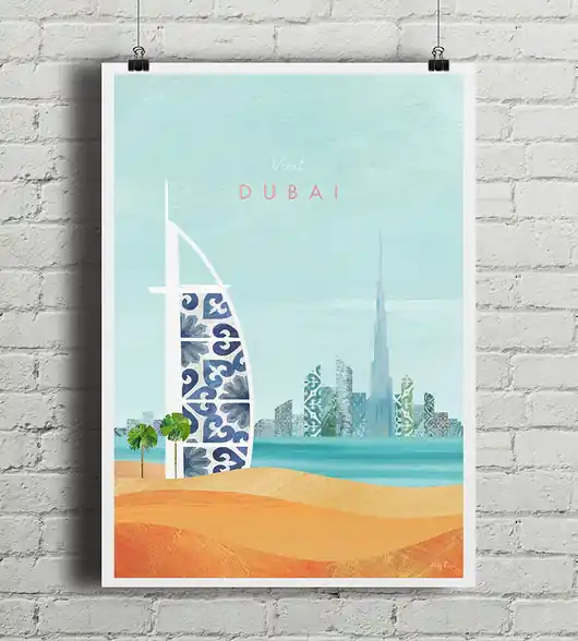 Dubaj - vintage plakat art giclee Najlepsza cena