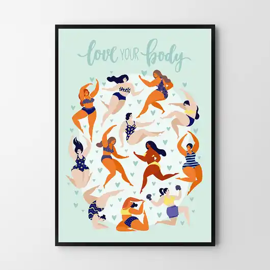 Love your body - plakat miętowy Zniżka