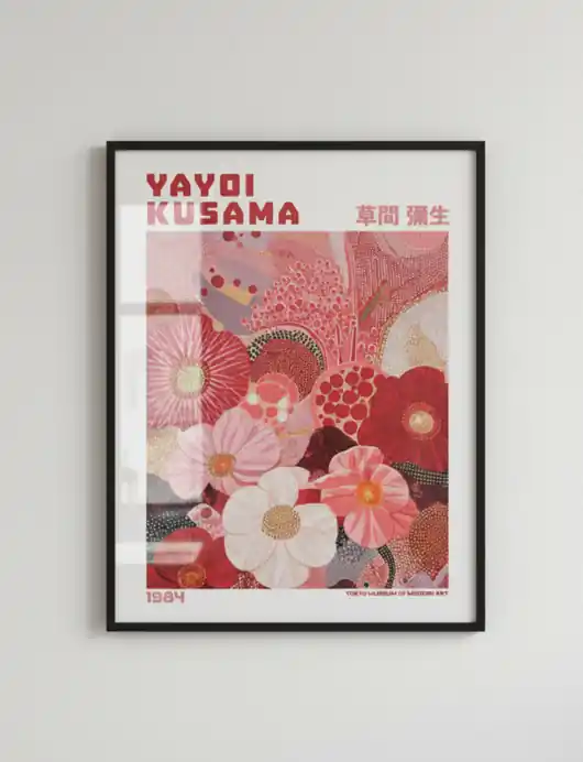 Zamów teraz PLAKAT dekoracyjny , czerwone kwiaty Yayoi Kusama, łąka