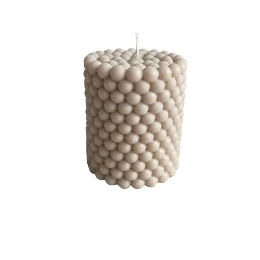 Świeca sojowa dekoracyjna "Bubbles" 60x75mm jasny beż Rabat