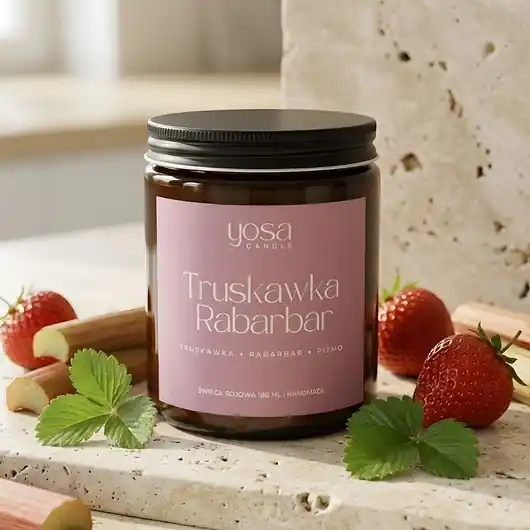 Ostatnie sztuki Świeca Sojowa Truskawka Rabarbar