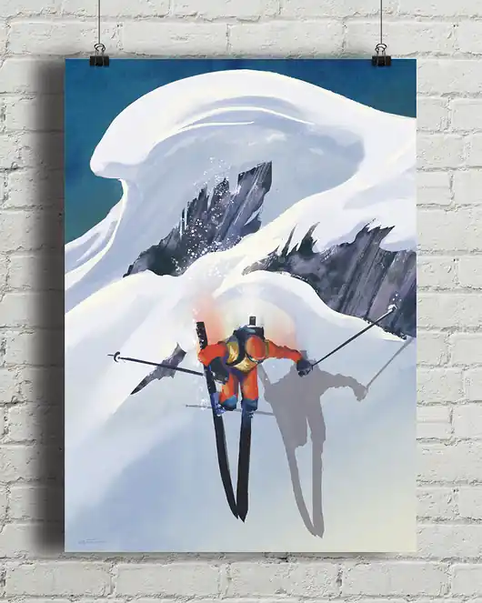 Narciarstwo freeride / Poza szlakiem - plakat narciarski Nowy