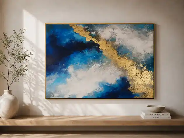 Obniżka ceny SUMMER BREEZE Ręcznie malowany obraz ze złotem 70x100 cm