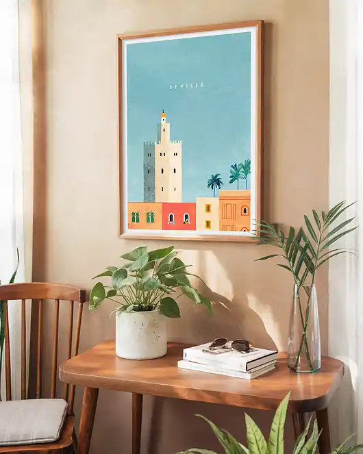 Bezpieczna płatność Sewilla Hiszpania - plakat 50x70 cm - Złota Wieża i panorama miasta