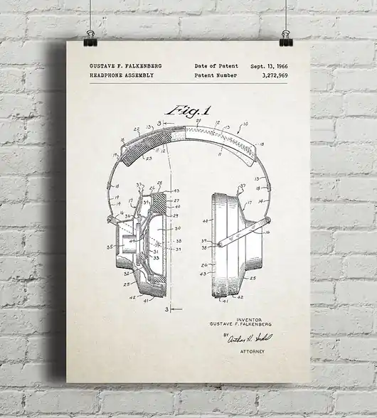 Słuchawki - patent - plakat vintage Wyjątkowa oferta