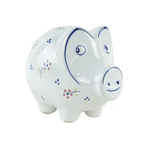 Ceramiczna świnka skarbonka, portugalski design, lata 70, produkcja Portugalia Tani