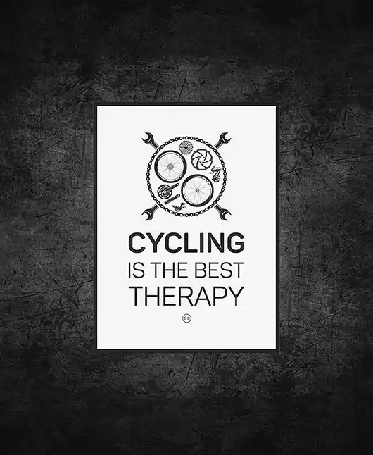 Hit sprzedaży Plakat z rowerem. Cycling is the best therapy
