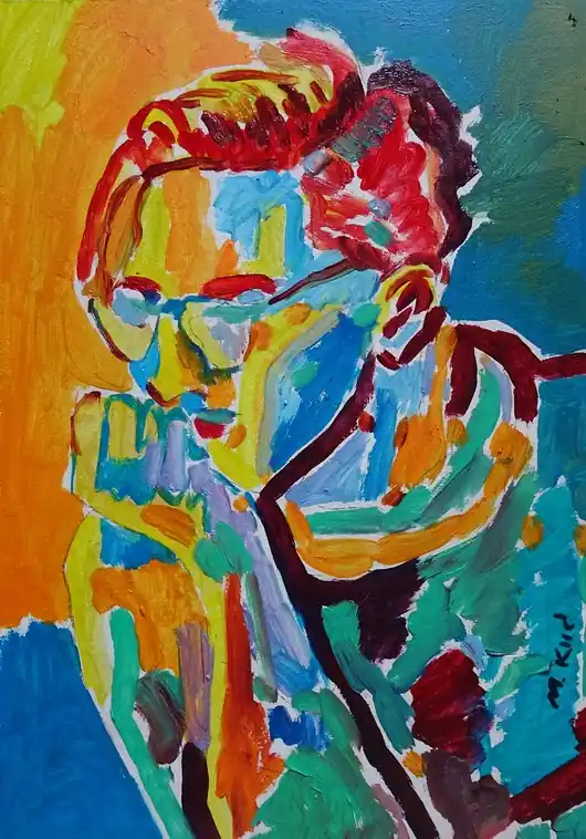 Obraz ręcznie malowany portret mężczyzna w okularach Zniżka