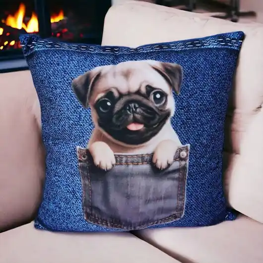 Oferta limitowana Poduszka piesek poduszka ozdobna z pieskiem poduszka mops