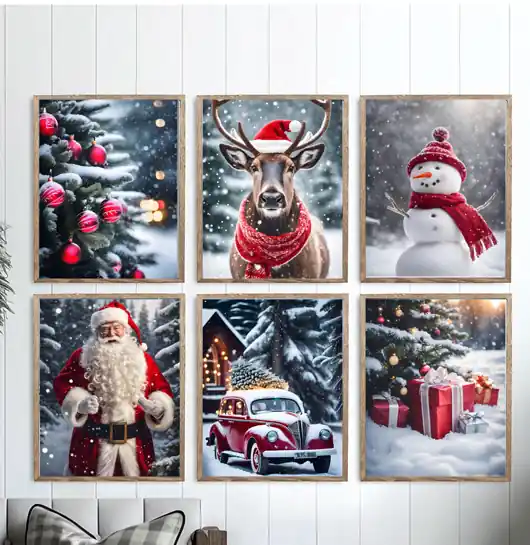 Wyjątkowa oferta GALERIA ścienna zdjęcia zimowe świąteczna ozdoba