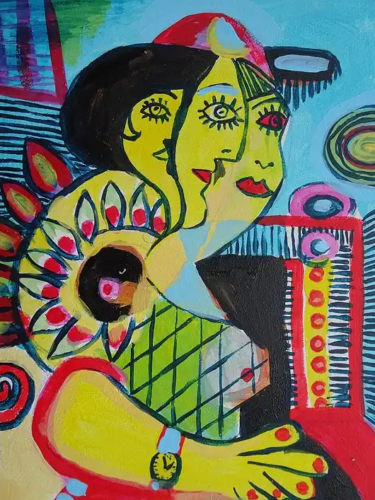 Kolorowy obraz kubiczna dama picasso style Taniej