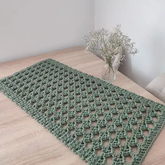Niska cena Bieżnik szydełkowy prostokątny ze sznurka 45cmx95cm