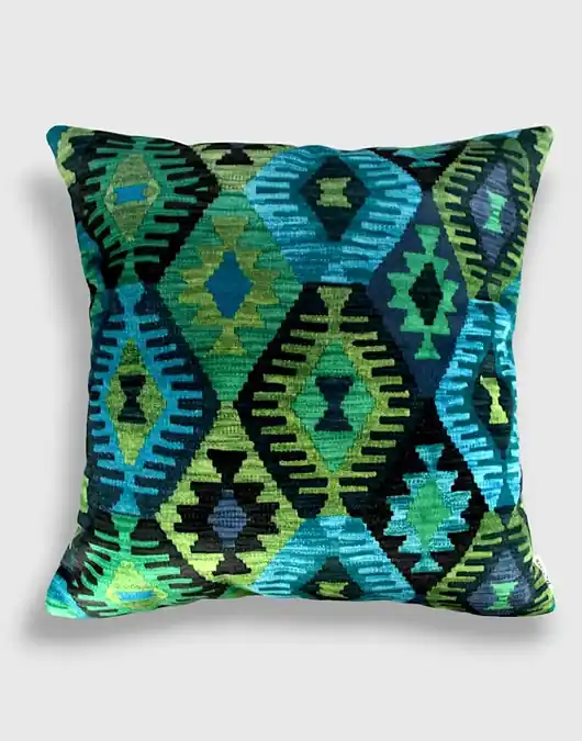 Poduszka welurowa Aztek Boho 45x45 cm -turkus Darmowy zwrot