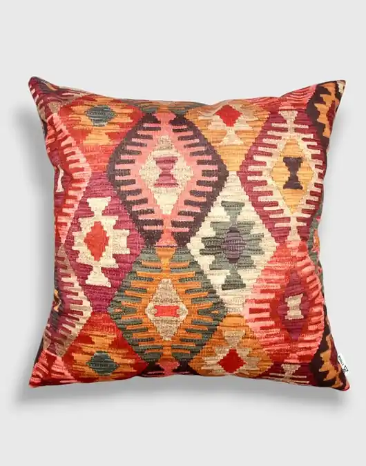 Obniżka ceny Poduszka welurowa Aztek Boho 45x45 cm - czerwona