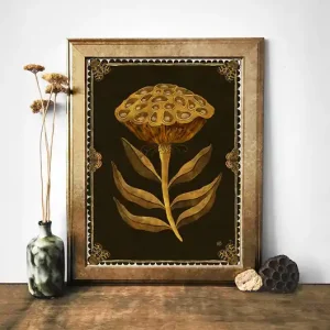 Dry lotus, plakat botaniczny, plakat boho, plakat kwiaty, lotos Premium