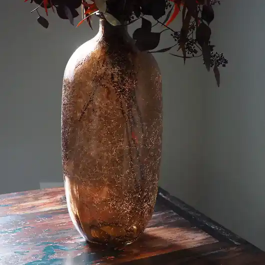 Wyjątkowa oferta Wazon szklany no. 2- duży, amber z strukturą, 45 cm