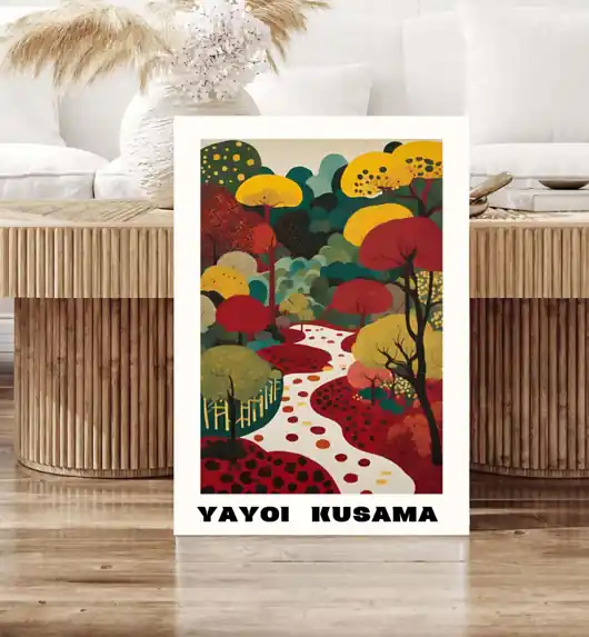 PLAKAT dekoracyjny , las Yayoi Kusama, abstrakcja kolorowa Nie przegap