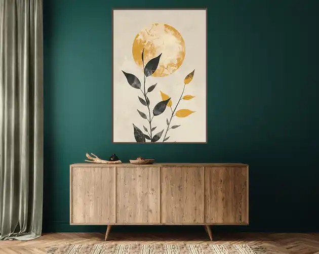 Liście palmy - Plakat, druk - Chiński Orient, Harmonia Zen, Roślinny AL65 Ostatnie sztuki