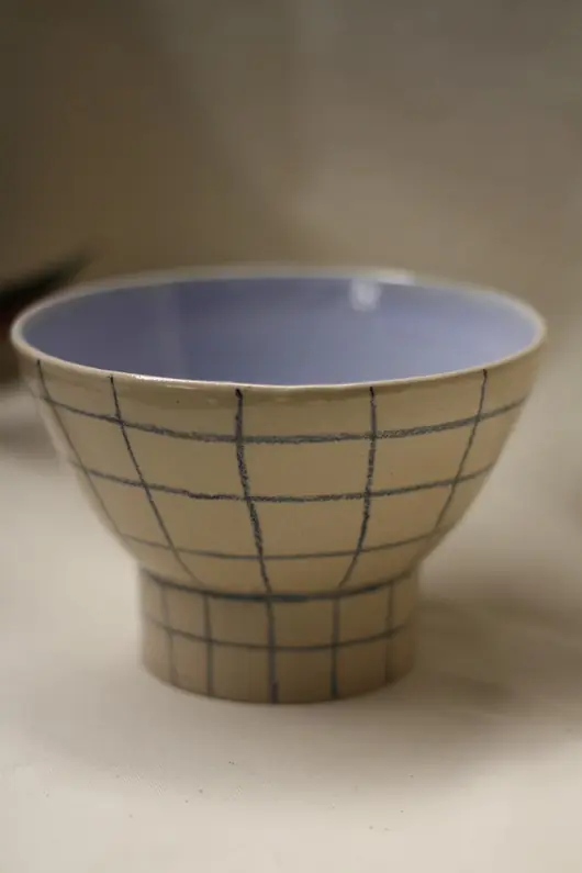 Nie przegap Ceramiczna miska w kratkę ręcznie robiona
