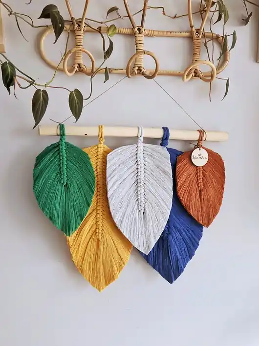 Kolorowa makrama, kolorowe dekoracje na ścianę w stylu boho Wyprzedaż