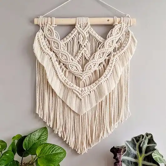 Makrama z rozczesanymi elementami, wyjątkowa boho dekoracja ścienna Zniżka